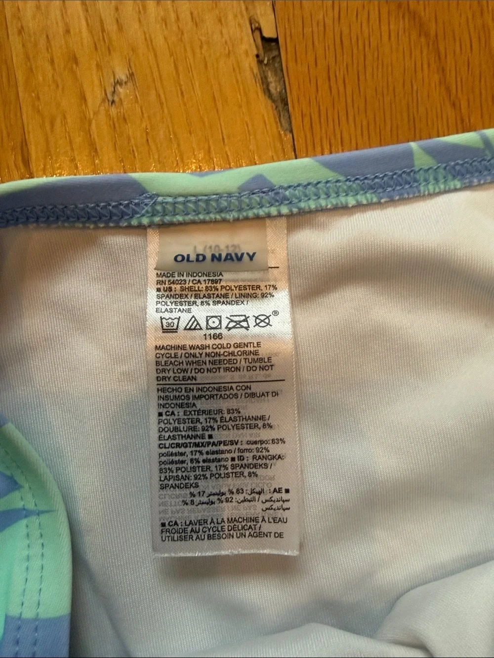 Old Navy Girls Aqua and Teal Leaf Print Bikini